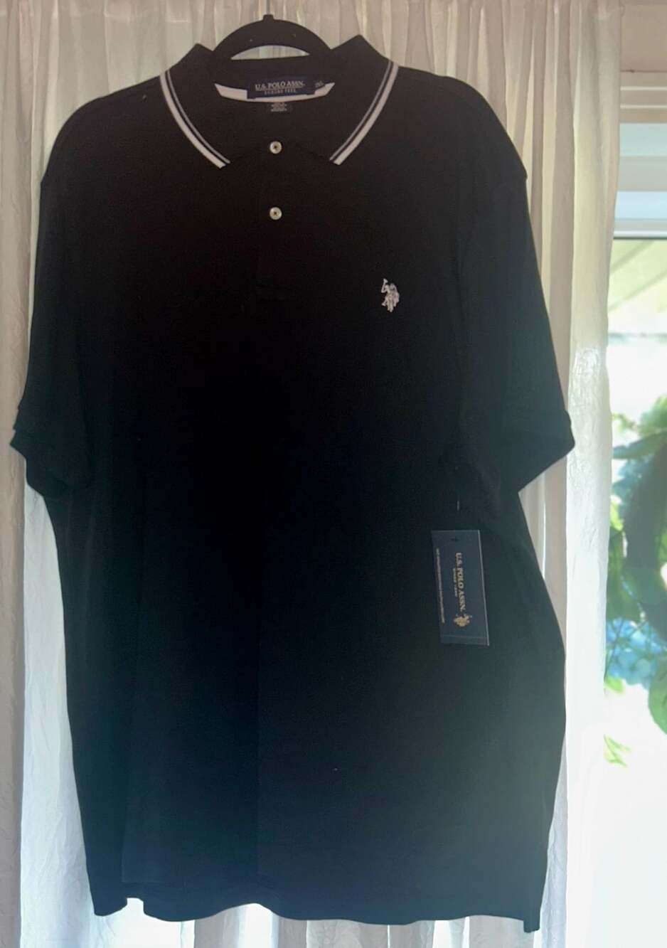 U.S. Polo Assn. Men's Tipped Interlock Polo Black 2XL